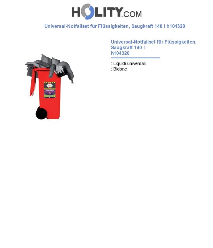 Universal-Notfallset für Flüssigkeiten, Saugkraft 140 l h104320