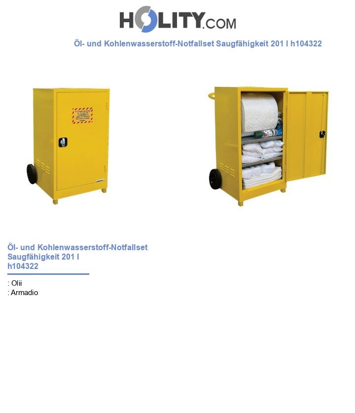 Öl- und Kohlenwasserstoff-Notfallset Saugfähigkeit 201 l h104322