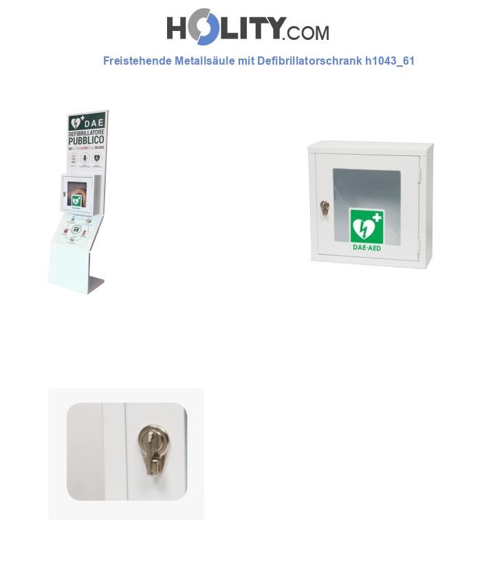 Freistehende Metallsäule mit Defibrillatorschrank h1043_61