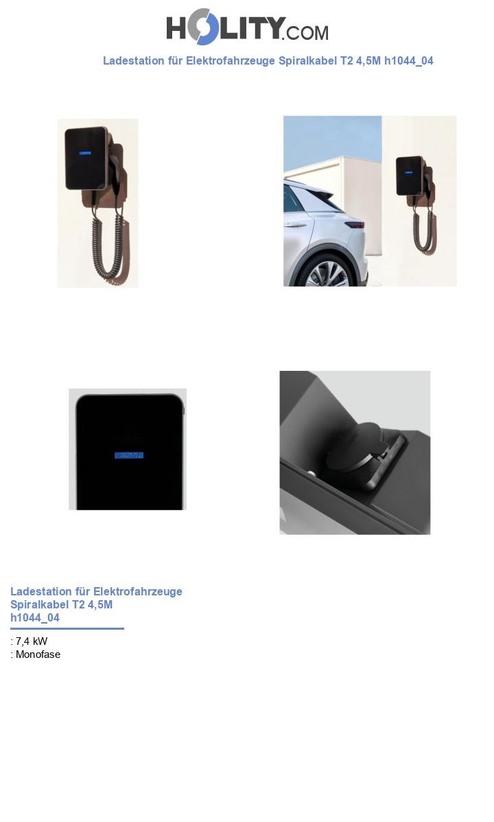 Ladestation für Elektrofahrzeuge Spiralkabel T2 4,5M h1044_04