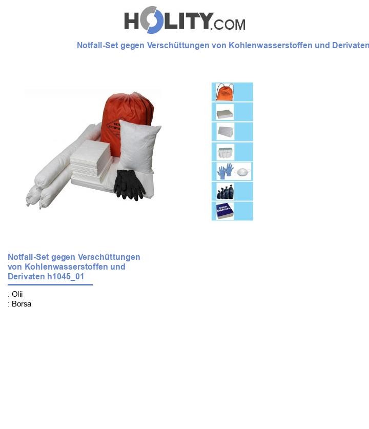 Notfall-Set gegen Verschüttungen von Kohlenwasserstoffen und Derivaten h1045_01