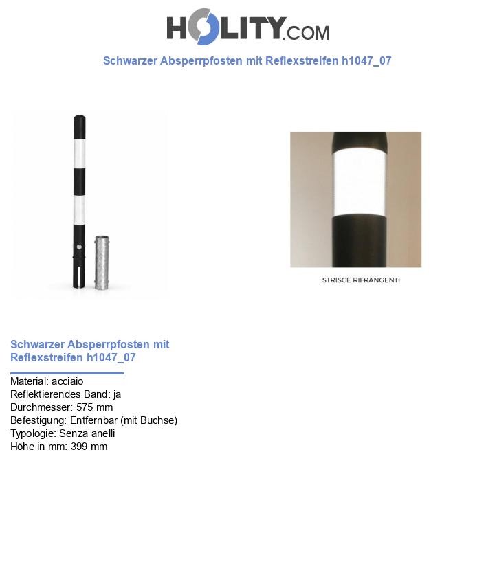 Schwarzer Absperrpfosten mit Reflexstreifen h1047_07