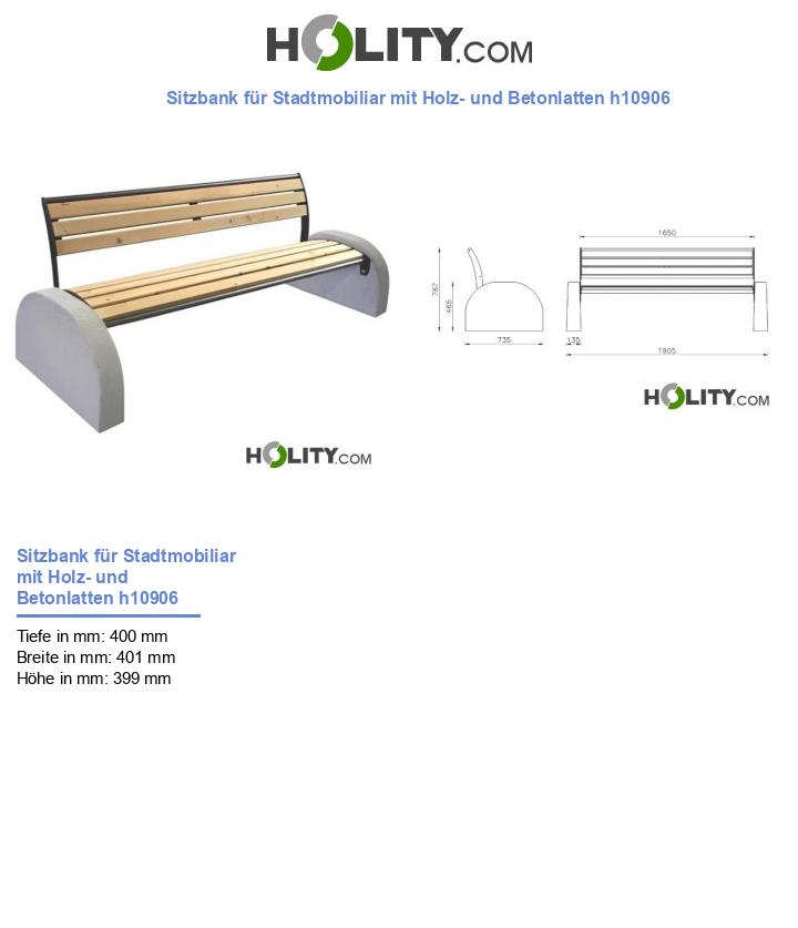 Sitzbank für Stadtmobiliar mit Holz- und Betonlatten h10906