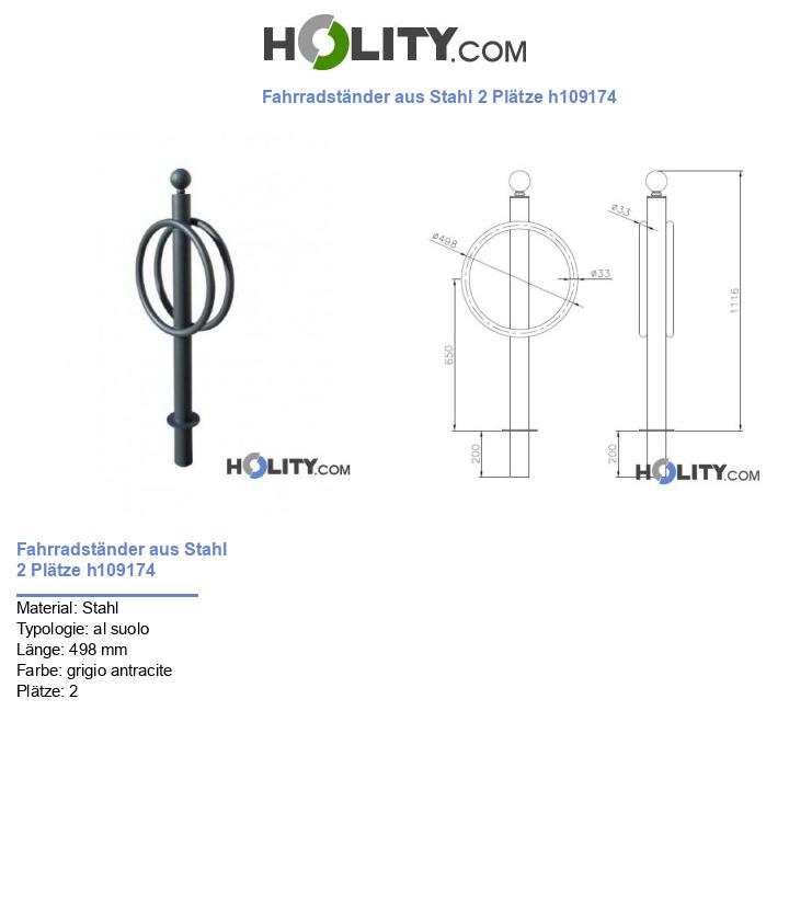 Fahrradständer aus Stahl 2 Plätze h109174