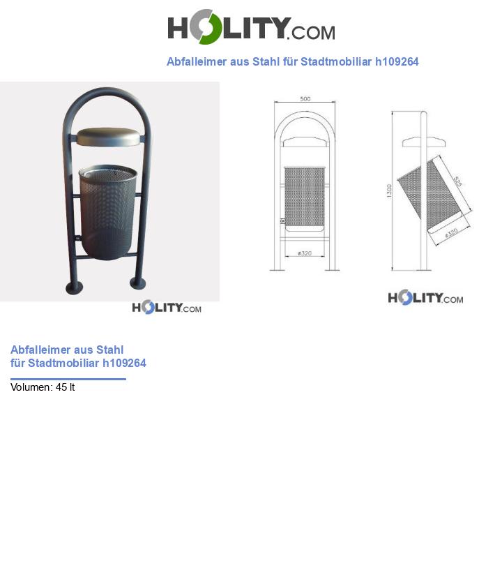 Abfalleimer aus Stahl für Stadtmobiliar h109264