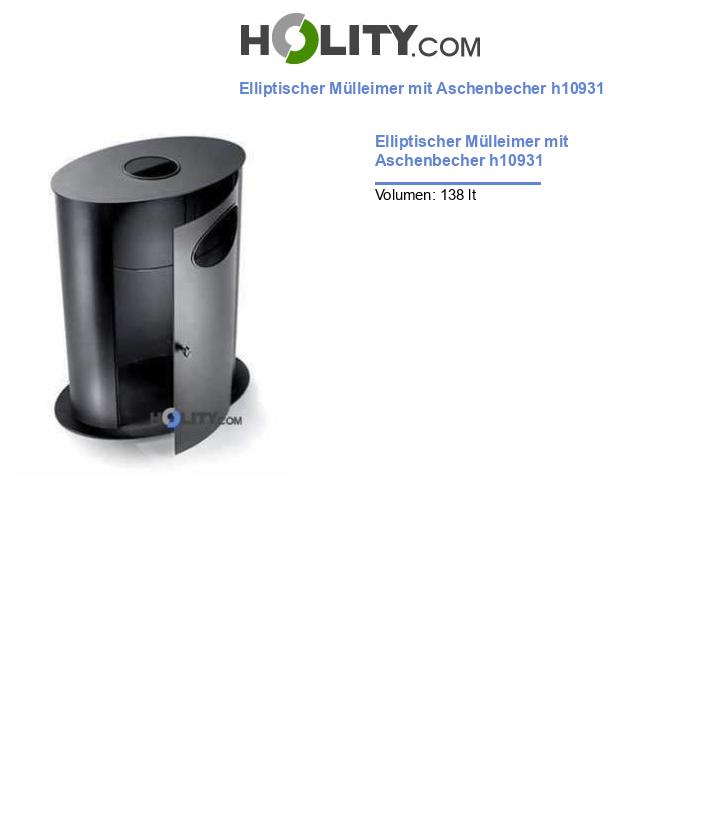 Elliptischer Mülleimer mit Aschenbecher h10931