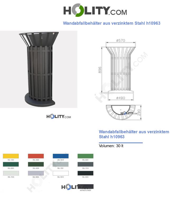 Wandabfallbehälter aus verzinktem Stahl h10963