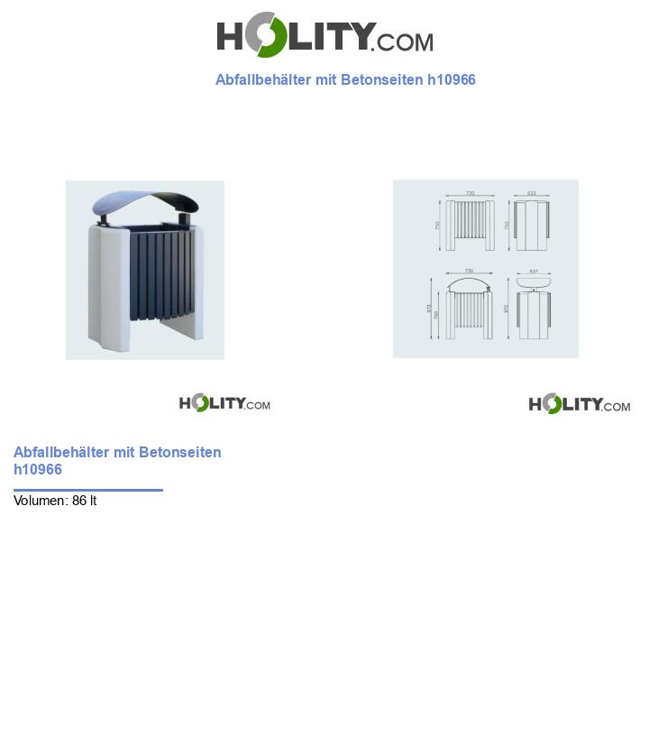 Abfallbehälter mit Betonseiten h10966