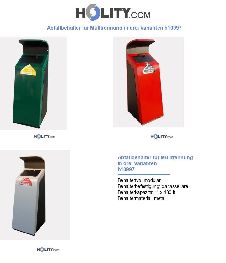 Abfallbehälter für Mülltrennung in drei Varianten h10997