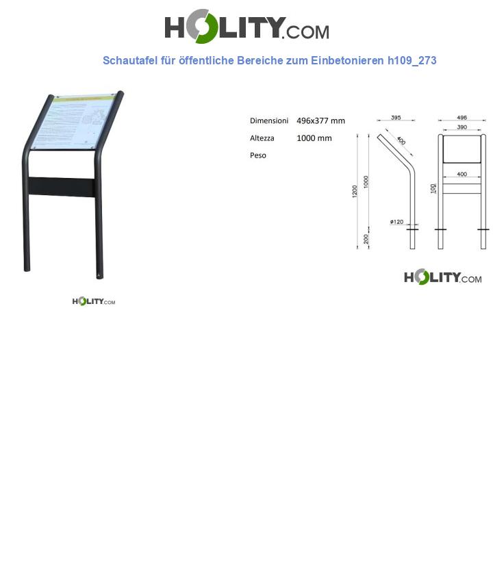 Schautafel für öffentliche Bereiche zum Einbetonieren h109_273