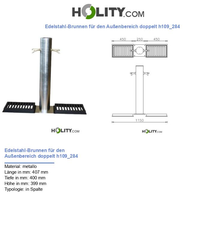 Edelstahl-Brunnen für den Außenbereich doppelt h109_284