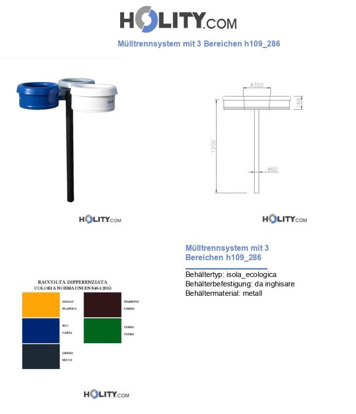 Mülltrennsystem mit 3 Bereichen h109_286