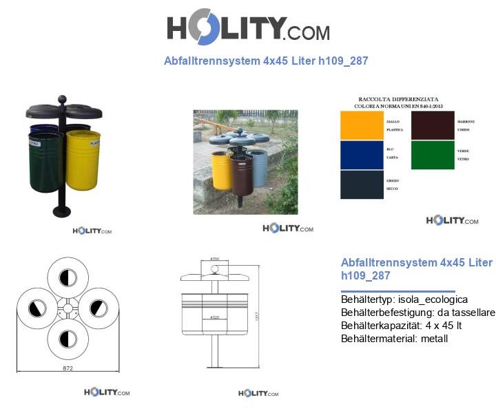 Abfalltrennsystem 4x45 Liter h109_287