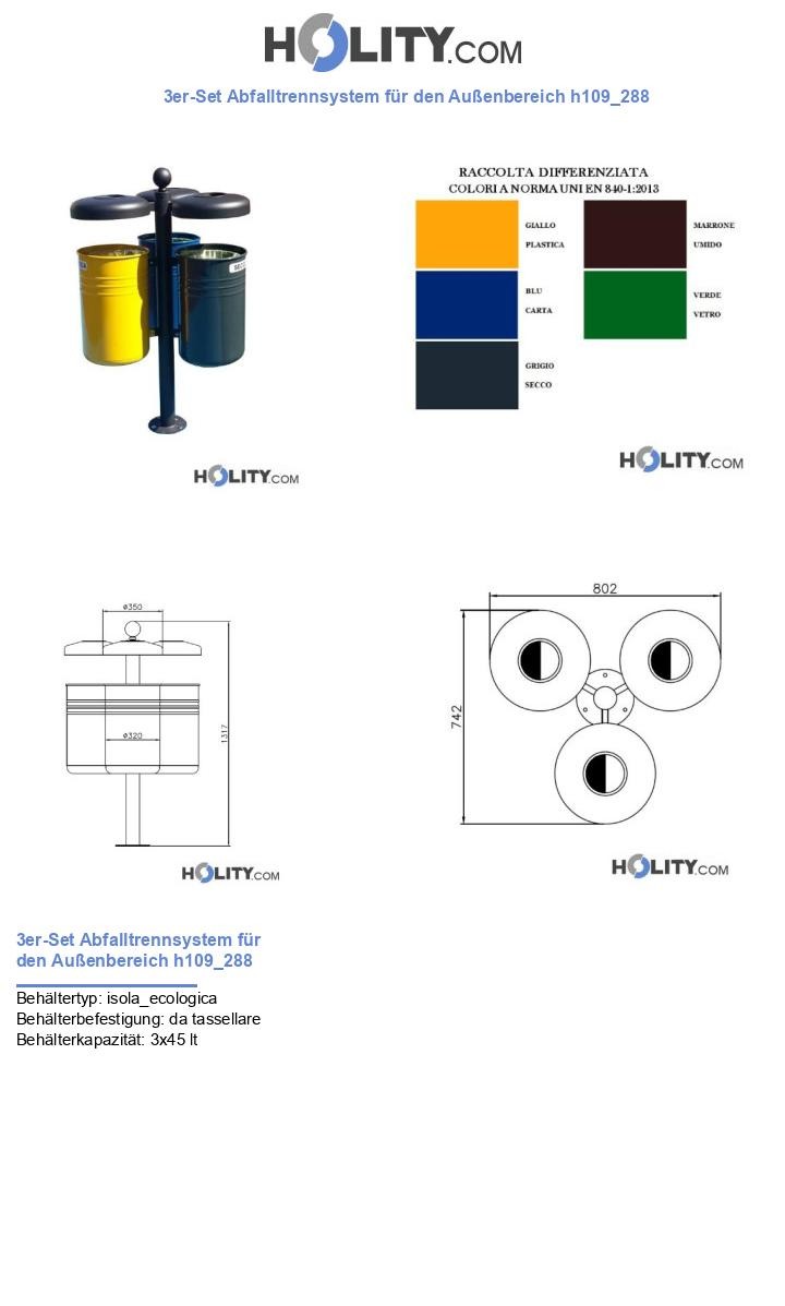 3er-Set Abfalltrennsystem für den Außenbereich h109_288