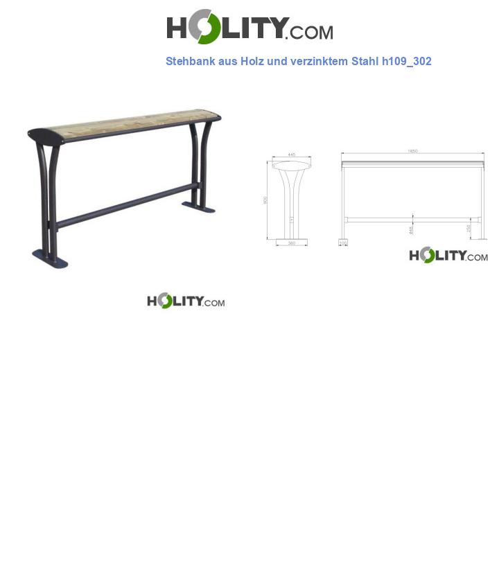 Stehbank aus Holz und verzinktem Stahl h109_302
