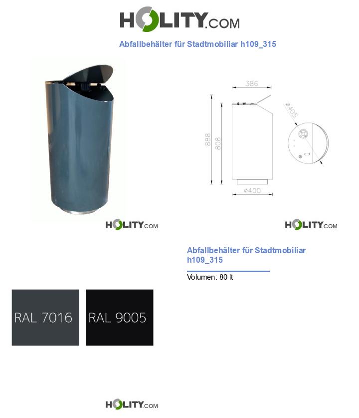 Abfallbehälter für Stadtmobiliar h109_315