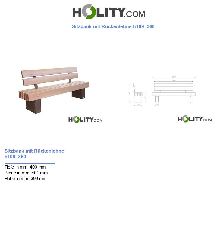Sitzbank mit Rückenlehne h109_360