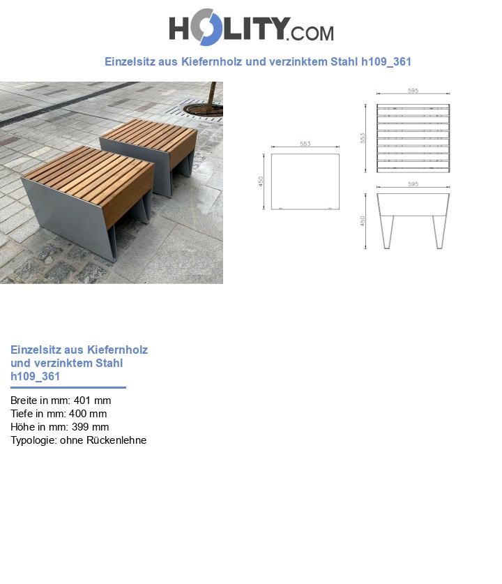 Einzelsitz aus Kiefernholz und verzinktem Stahl h109_361