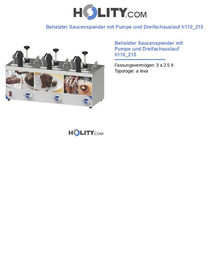 Beheizter Saucenspender mit Pumpe und Dreifachauslauf h110_215