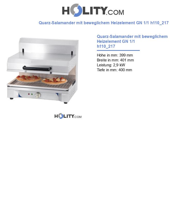 Quarz-Salamander mit beweglichem Heizelement GN 1/1 h110_217