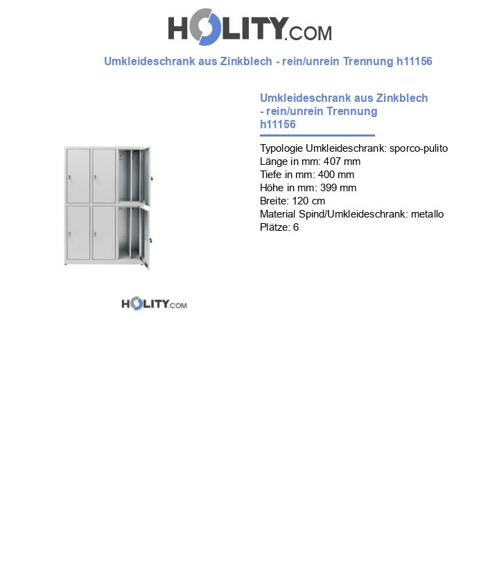 Umkleideschrank aus Zinkblech - rein/unrein Trennung h11156