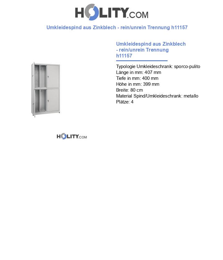 Umkleidespind aus Zinkblech - rein/unrein Trennung h11157