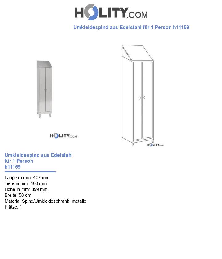 Umkleidespind aus Edelstahl für 1 Person h11159