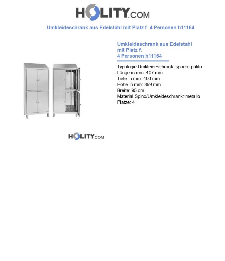 Umkleideschrank aus Edelstahl mit Platz f. 4 Personen h11164