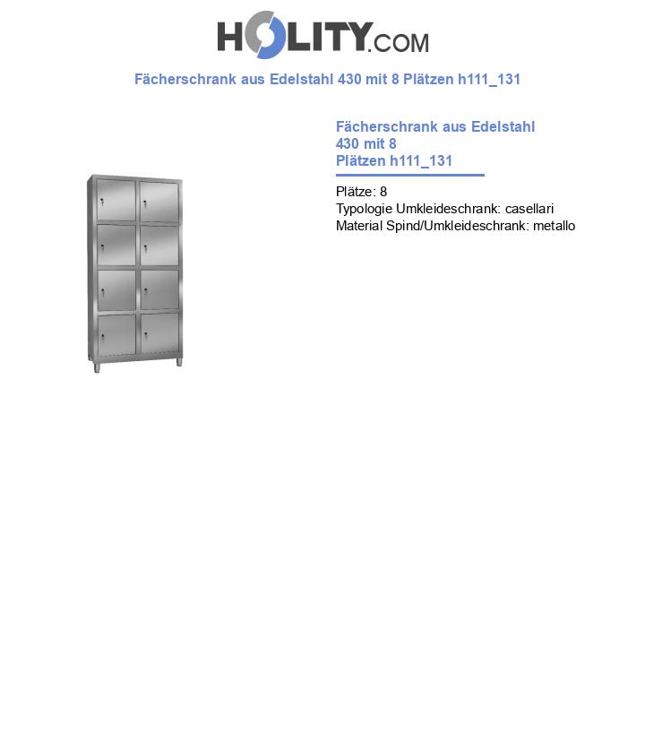 Fächerschrank aus Edelstahl 430 mit 8 Plätzen h111_131