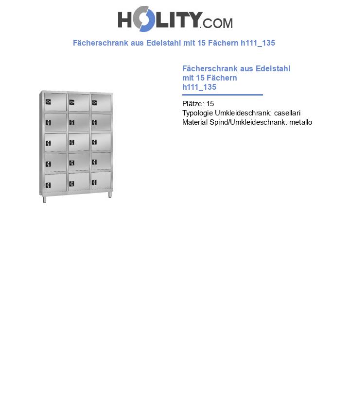 Fächerschrank aus Edelstahl mit 15 Fächern h111_135