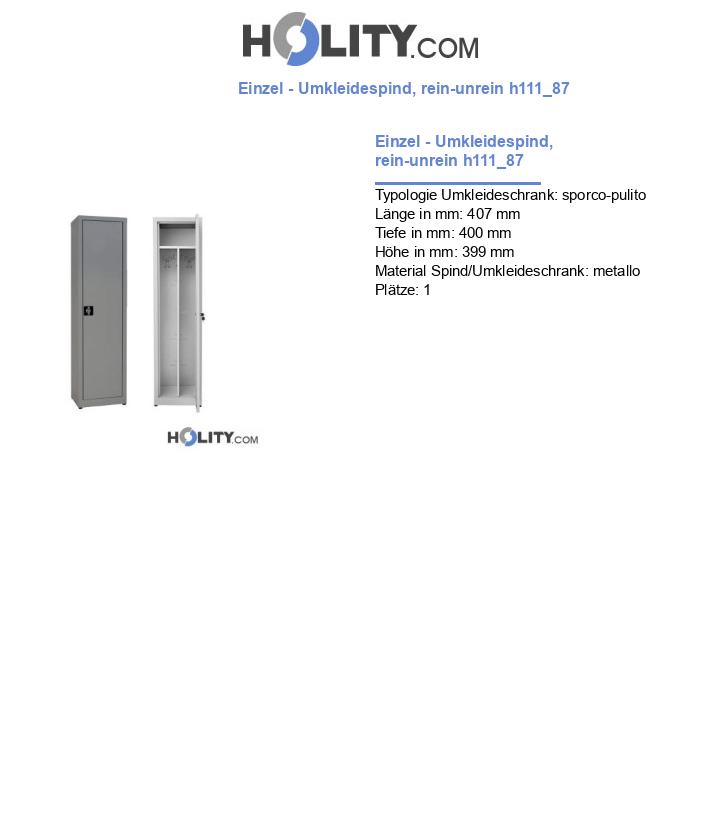 Einzel - Umkleidespind, rein-unrein h111_87