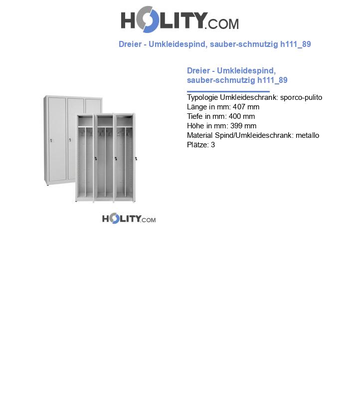 Dreier - Umkleidespind, sauber-schmutzig h111_89