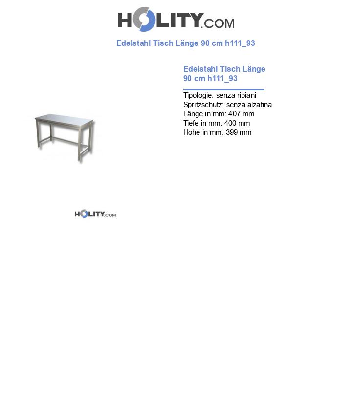 Edelstahl Tisch Länge 90 cm h111_93