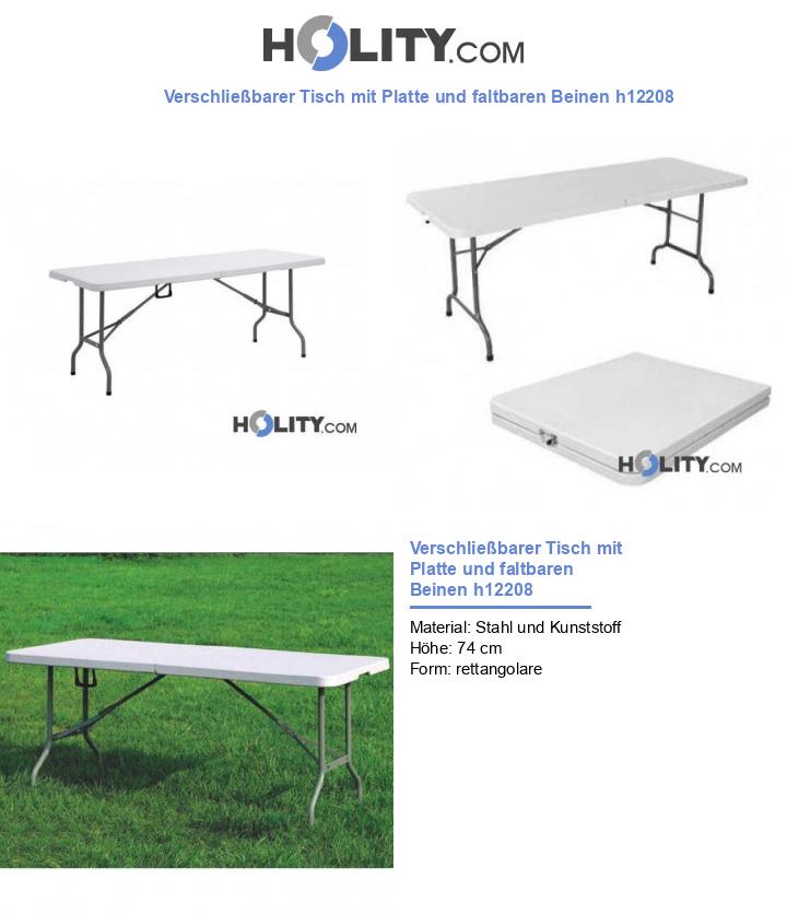 Verschließbarer Tisch mit Platte und faltbaren Beinen h12208