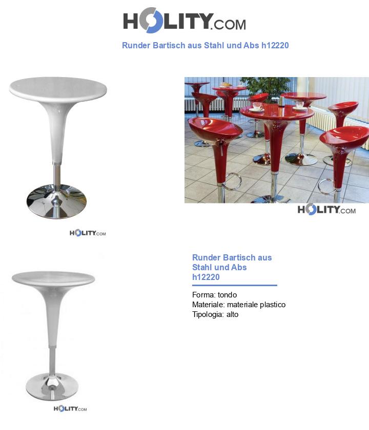 Runder Bartisch aus Stahl und Abs h12220