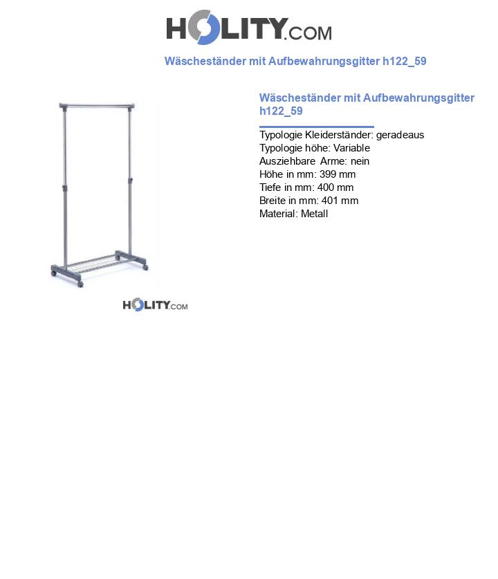 Wäscheständer mit Aufbewahrungsgitter h122_59