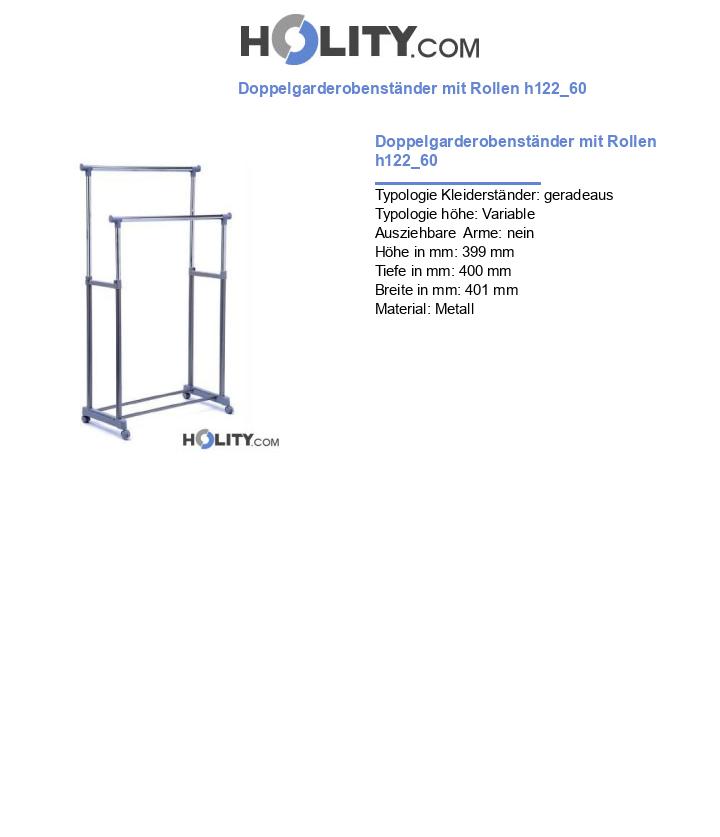 Doppelgarderobenständer mit Rollen h122_60