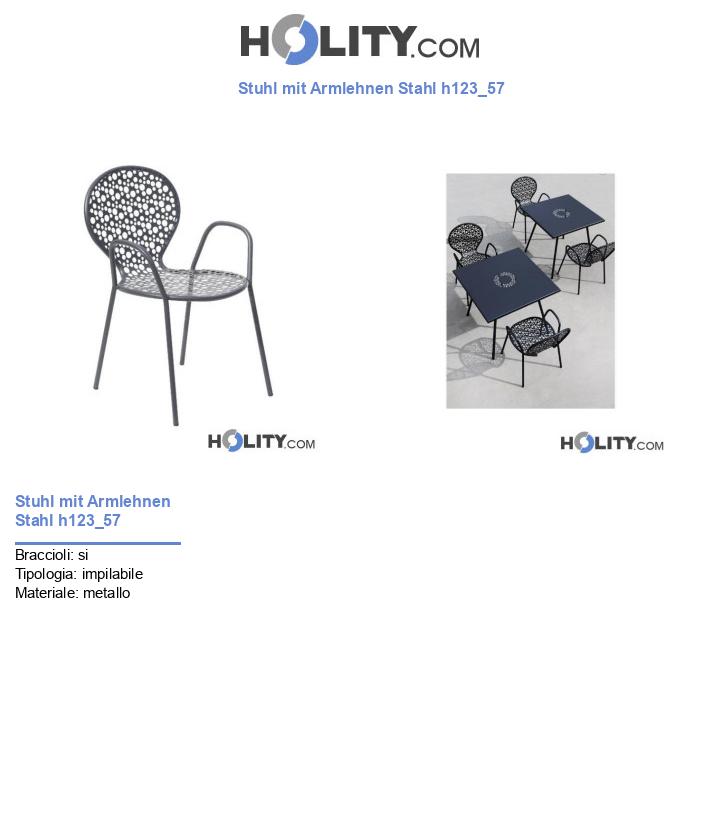 Stuhl mit Armlehnen Stahl h123_57