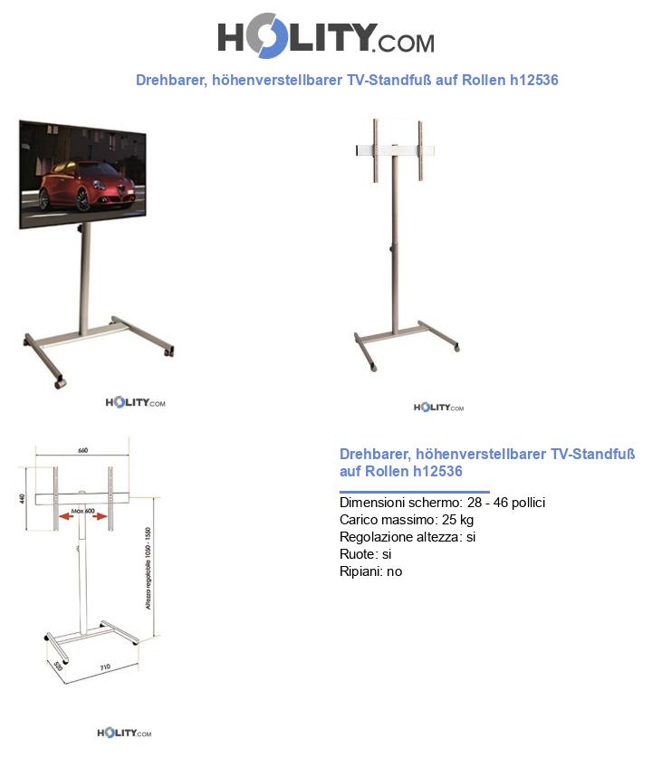 Drehbarer, höhenverstellbarer TV-Standfuß auf Rollen h12536