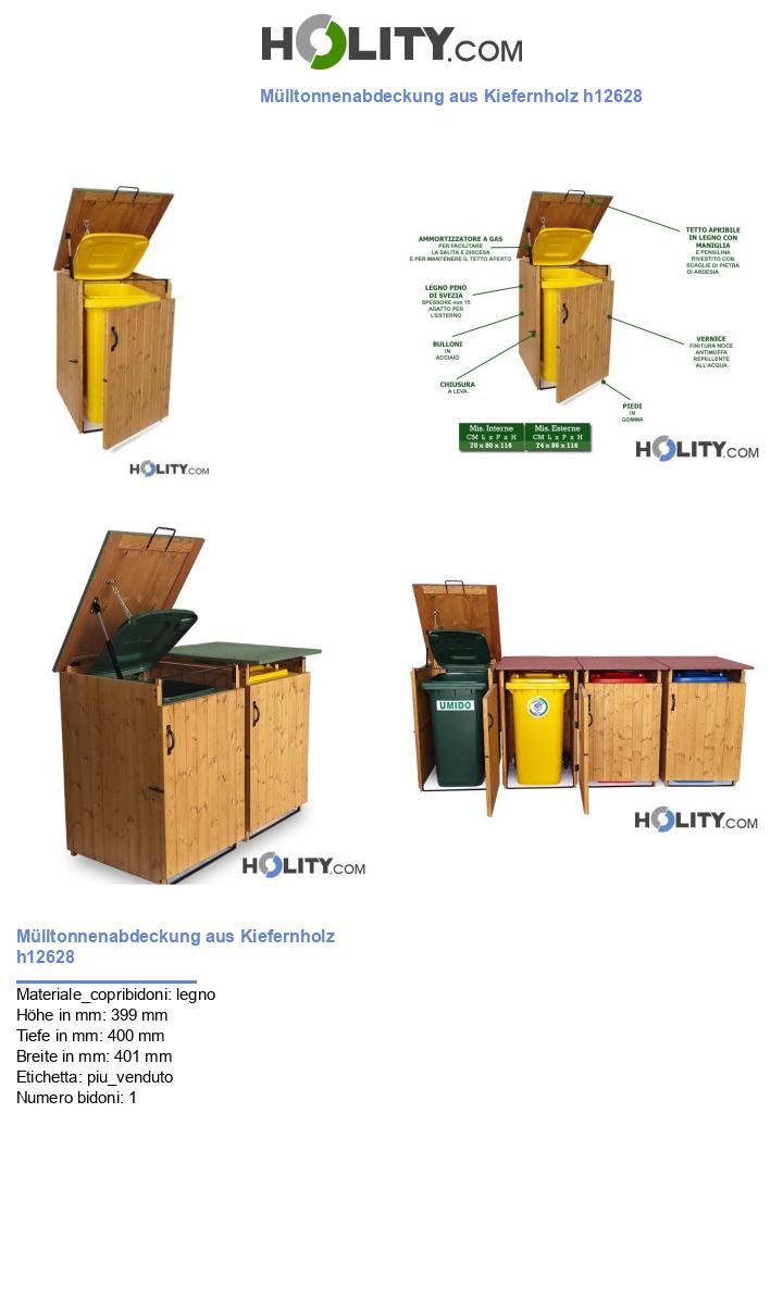 Mülltonnenabdeckung aus Kiefernholz h12628