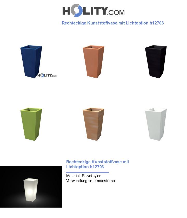 Rechteckige Kunststoffvase mit Lichtoption h12703