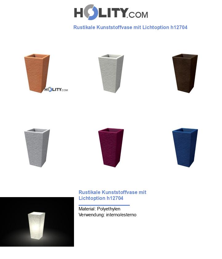 Rustikale Kunststoffvase mit Lichtoption h12704