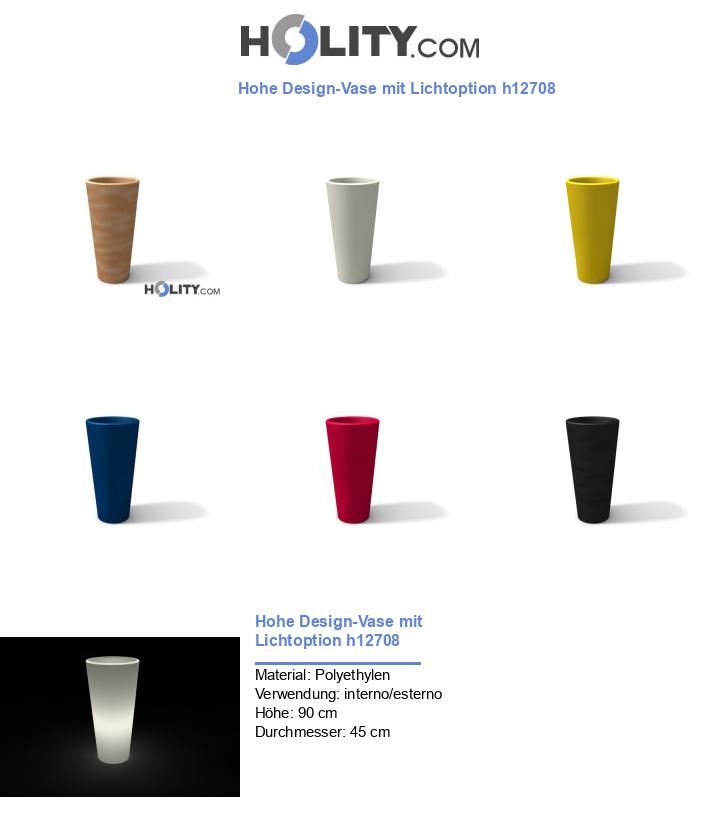 Hohe Design-Vase mit Lichtoption h12708