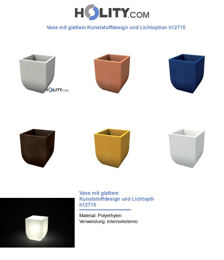 Vase mit glattem Kunststoffdesign und Lichtoption h12715