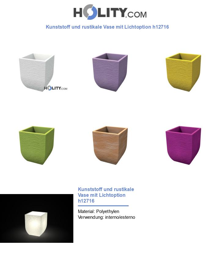 Kunststoff und rustikale Vase mit Lichtoption h12716