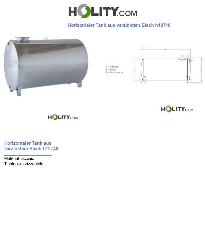 Horizontaler Tank aus verzinktem Blech h12748