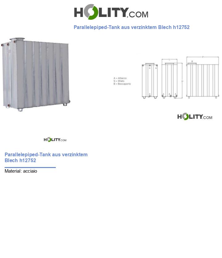 Parallelepiped-Tank aus verzinktem Blech h12752