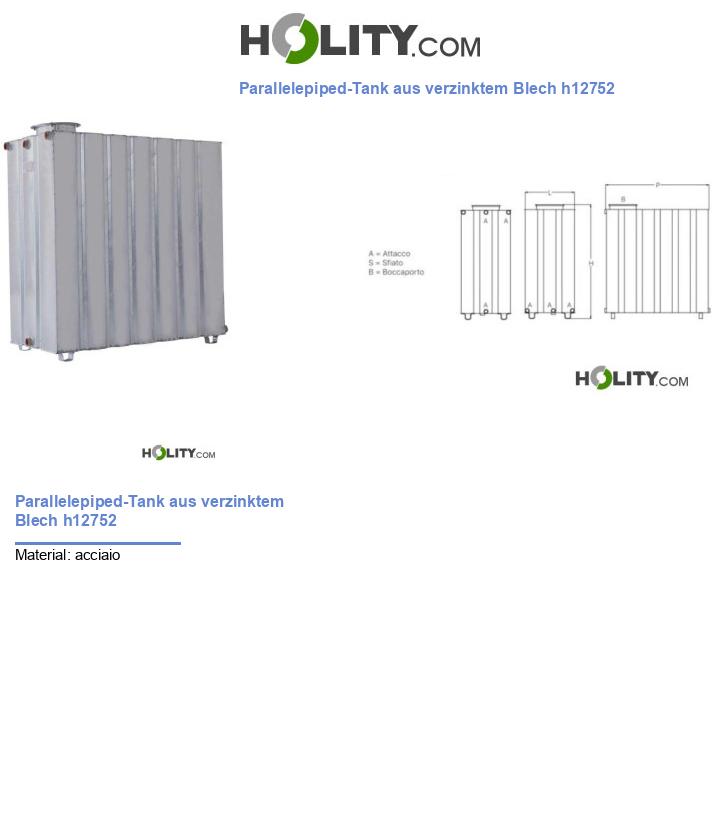 Tank quaderförmig aus verzinktem Blech h12752