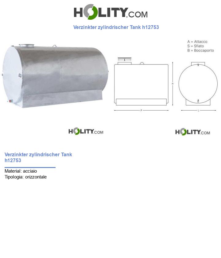 Verzinkter zylindrischer Tank h12753