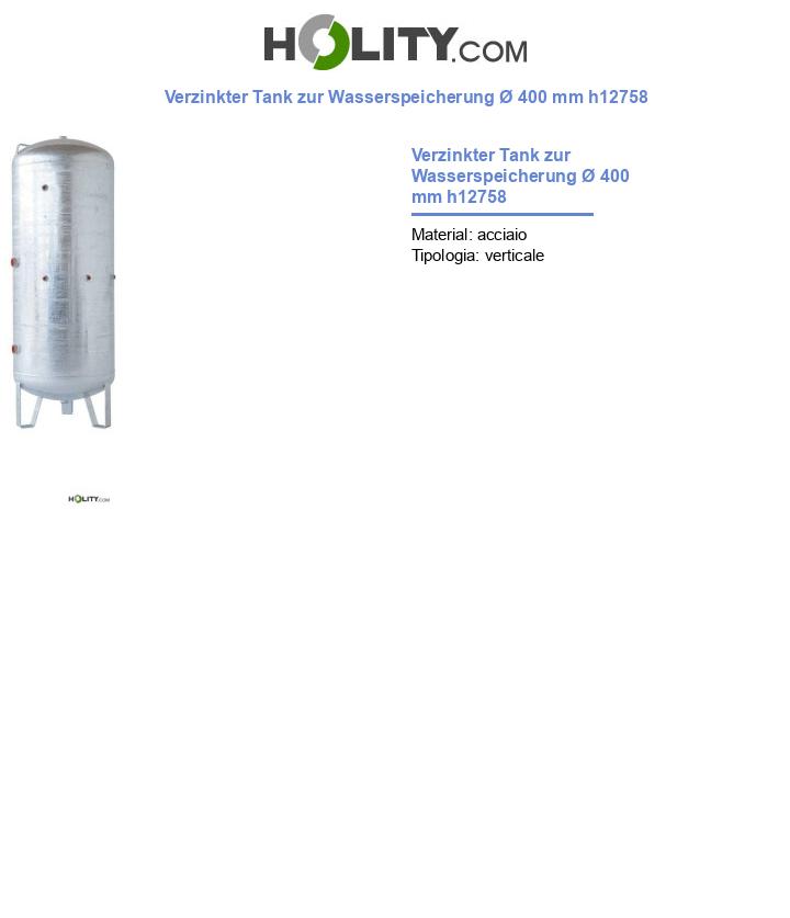 Verzinkter Tank zur Wasserspeicherung Ø 400 mm h12758